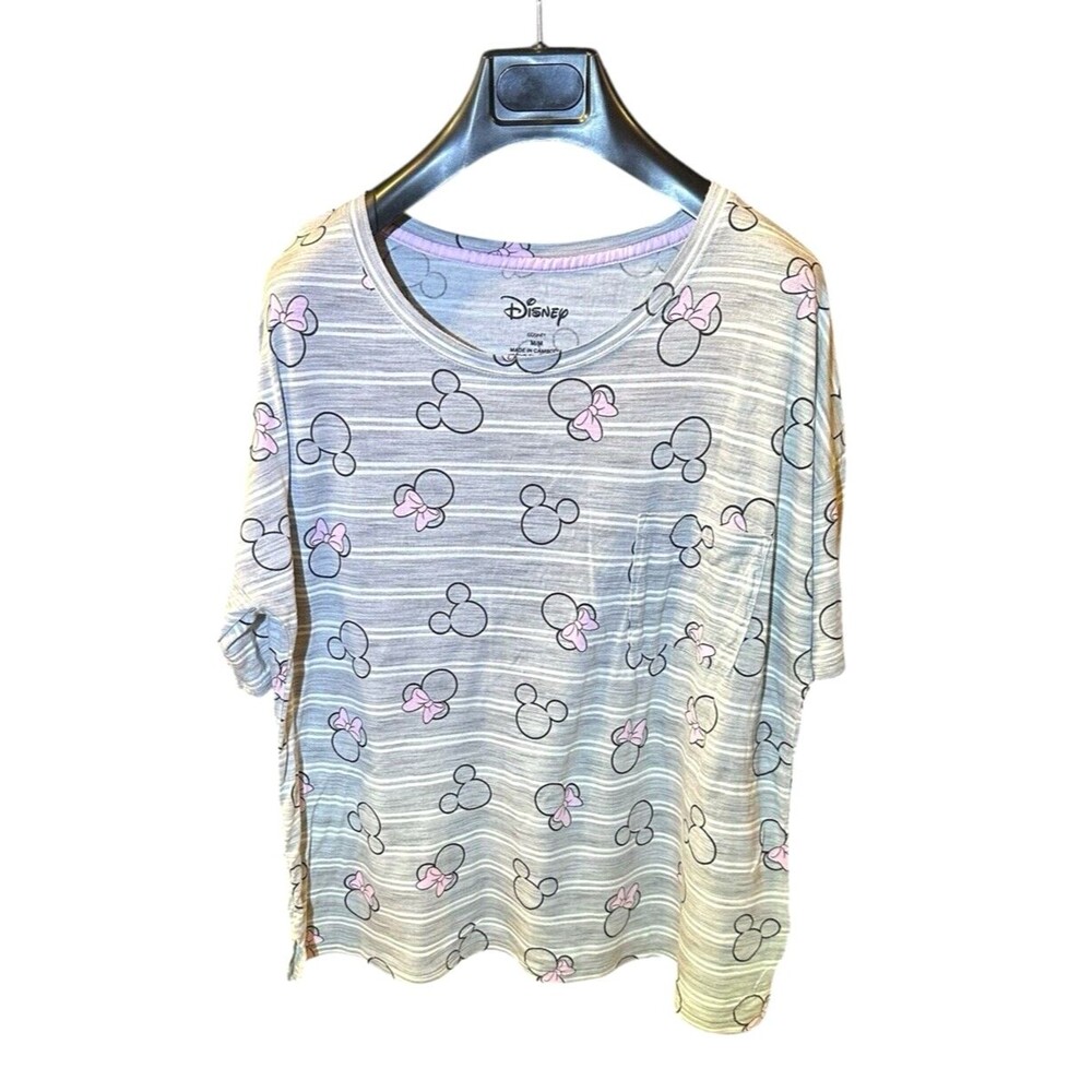 Disney soft t-shirt women's M gray pink casual Minnie Mickey cozy